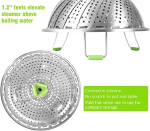 SteamEase – Insert de cuisson vapeur en acier inoxydable pliable