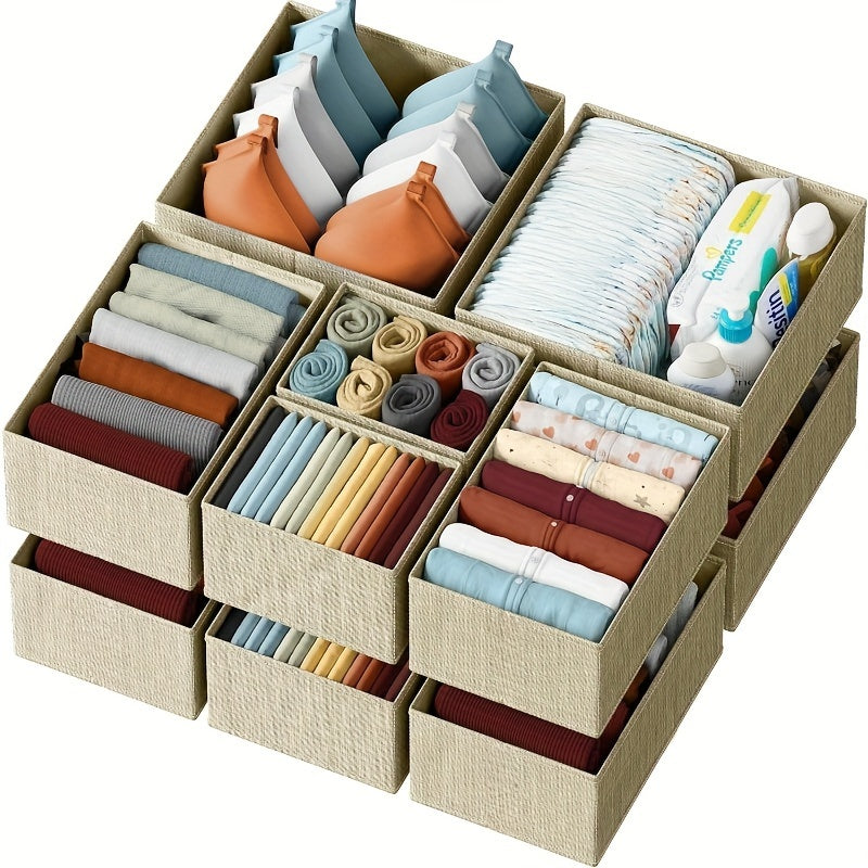 KidyTidy Ensemble de 12 Organisateurs de Tiroirs pour Chambre d'Enfant | Respirant & Pliable | Tissu Non-Tissé | Gris Clair avec Blanc