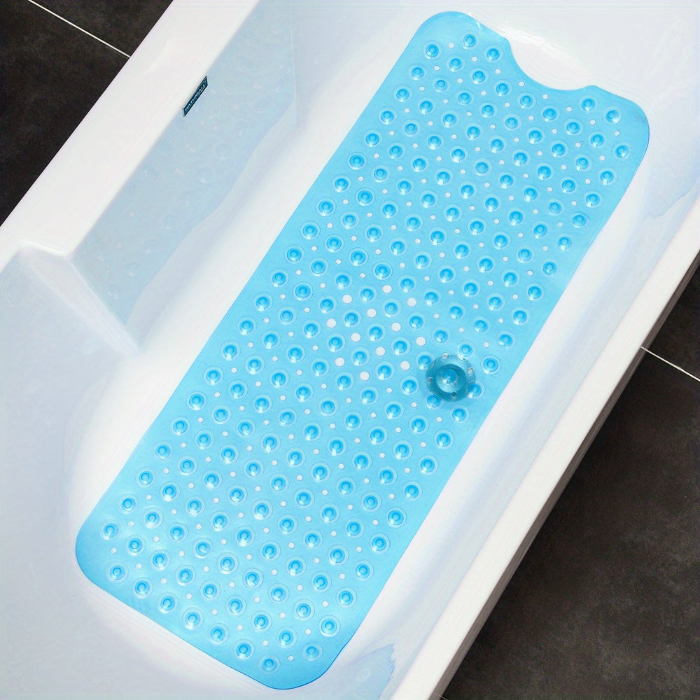 Tapis de bain antidérapant SAFELIA | Extra long (101×40 cm) | Avec ventouses et trous de drainage | PVC