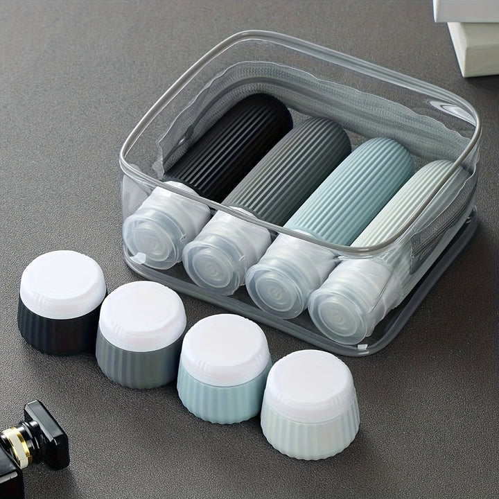 Set de bouteilles de voyage Travilo | Étanche & approuvé par la TSA | Avec trousse transparente et flexible | Silicone