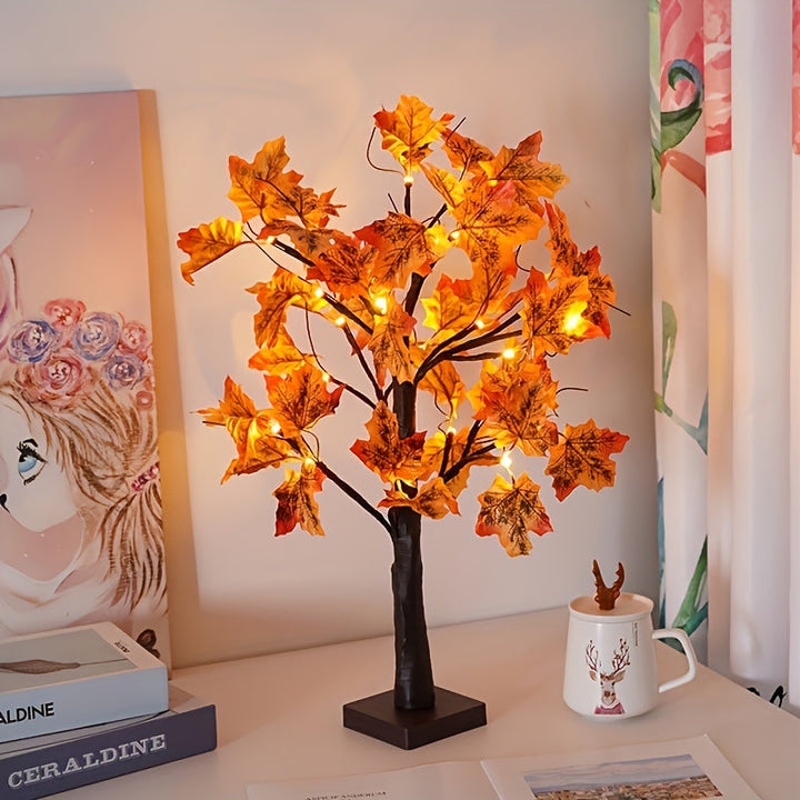 LumiLeaf Arbre Décoratif | Feuilles d'Érable LED | 60 cm | Lumière Chaude | Fonctionnement sur Piles