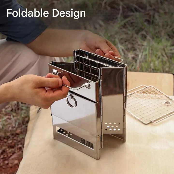 FeuerPfad | Poêle en bois pliable | Acier inoxydable | Léger et portable pour les aventures en plein air