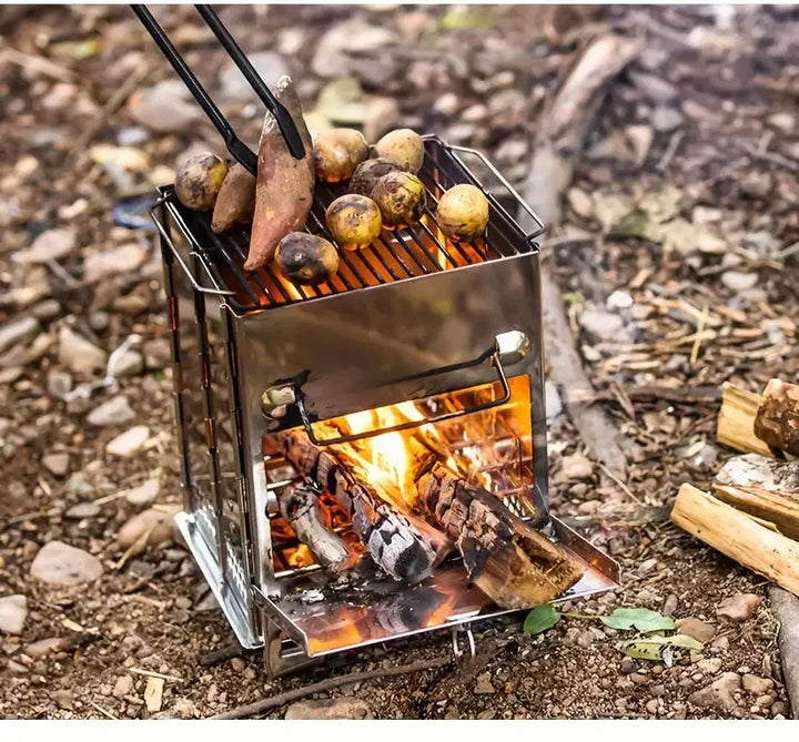 FeuerPfad | Poêle en bois pliable | Acier inoxydable | Léger et portable pour les aventures en plein air