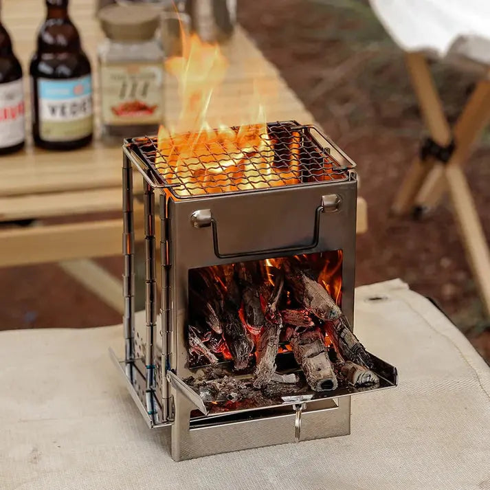 FeuerPfad | Poêle en bois pliable | Acier inoxydable | Léger et portable pour les aventures en plein air