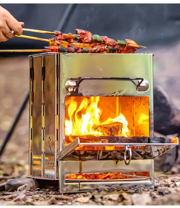 FeuerPfad | Poêle en bois pliable | Acier inoxydable | Léger et portable pour les aventures en plein air