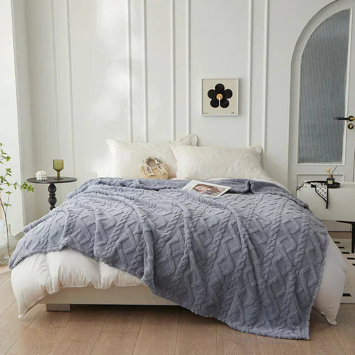 Couverture en Laine d'Agneau WoolAura | Épais des Deux Côtés | Flanelle & Laine d'Agneau | Doux & Chaud