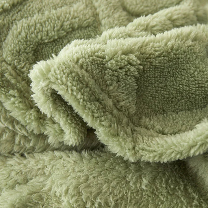 Couverture en Laine d'Agneau WoolAura | Épais des Deux Côtés | Flanelle & Laine d'Agneau | Doux & Chaud