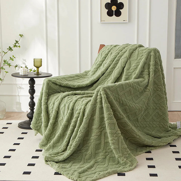 Couverture en Laine d'Agneau WoolAura | Épais des Deux Côtés | Flanelle & Laine d'Agneau | Doux & Chaud