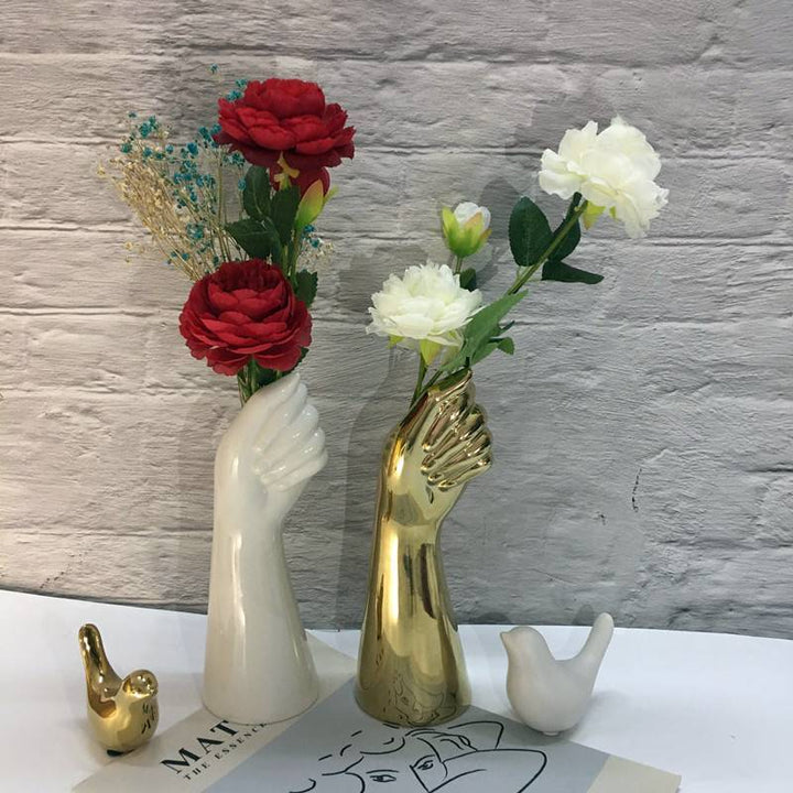 Vase ArteHand | Forme de main en céramique | Surface brillante | Accessoire de décoration artistique