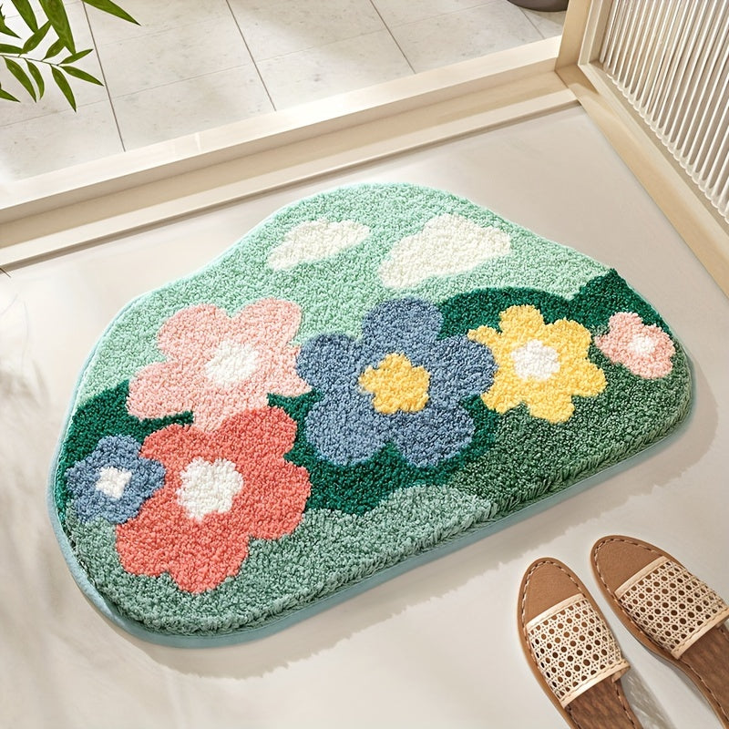Tapis de bain Velvaflor motif floral | Extra doux et antidérapant | 45x70 cm | 2 cm d'épaisseur
