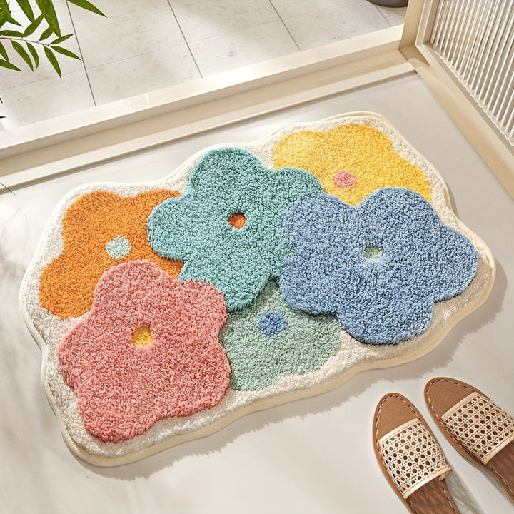Tapis de bain Velvaflor motif floral | Extra doux et antidérapant | 45x70 cm | 2 cm d'épaisseur
