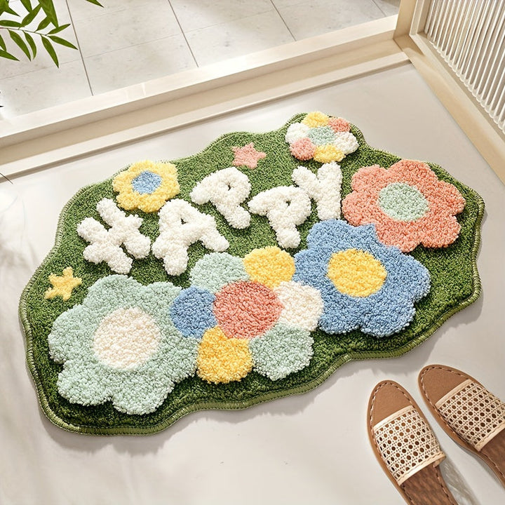 Tapis de bain Velvaflor motif floral | Extra doux et antidérapant | 45x70 cm | 2 cm d'épaisseur