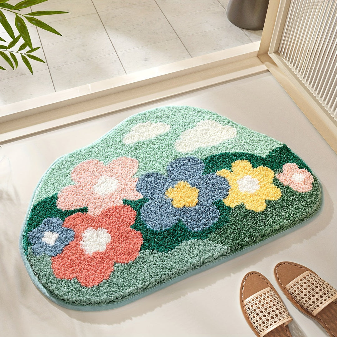 Tapis de bain Velvaflor motif floral | Extra doux et antidérapant | 45x70 cm | 2 cm d'épaisseur