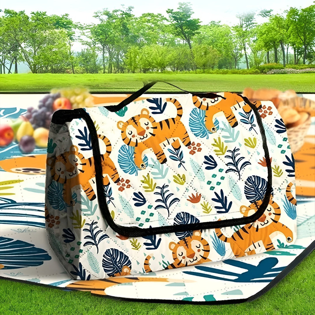 Tapis de jeu pour bébé pliable Wanderlino | Rembourré & Imperméable | Pour l'extérieur & à la maison | Inclus : Sac de transport