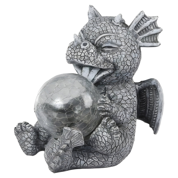 Lampe de Table Mytherion Dragon | Lumière LED Fantaisie | Sculpture Detaillée & Fait Main | Résine Grise