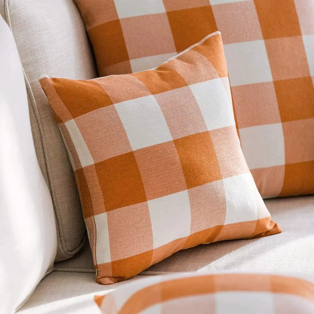 Housse de coussin Autumn Plaid | À carreaux & Confortable | Style Campagnard | 45x45 cm