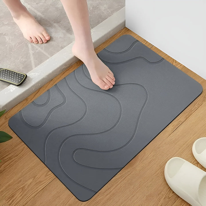 StoneDry Tapis de Bain | Pierre de Diatomée | Antidérapant & Absorbant | Gris 40×60 cm
