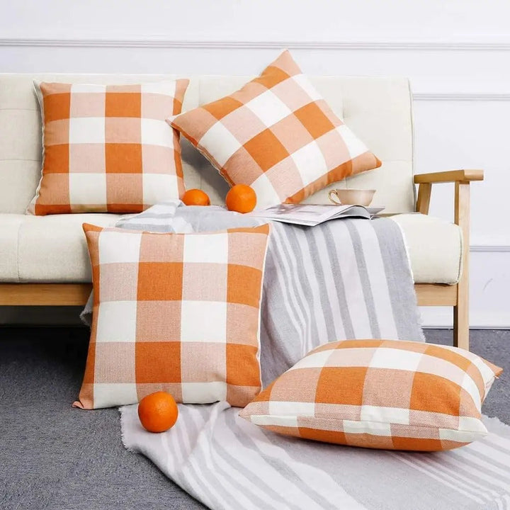 Housse de coussin Autumn Plaid | À carreaux & Confortable | Style Campagnard | 45x45 cm