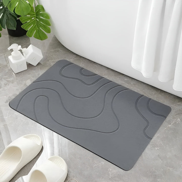 StoneDry Tapis de Bain | Pierre de Diatomée | Antidérapant & Absorbant | Gris 40×60 cm