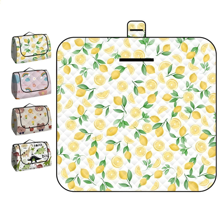 Tapis de jeu pour bébé pliable Wanderlino | Rembourré & Imperméable | Pour l'extérieur & à la maison | Inclus : Sac de transport