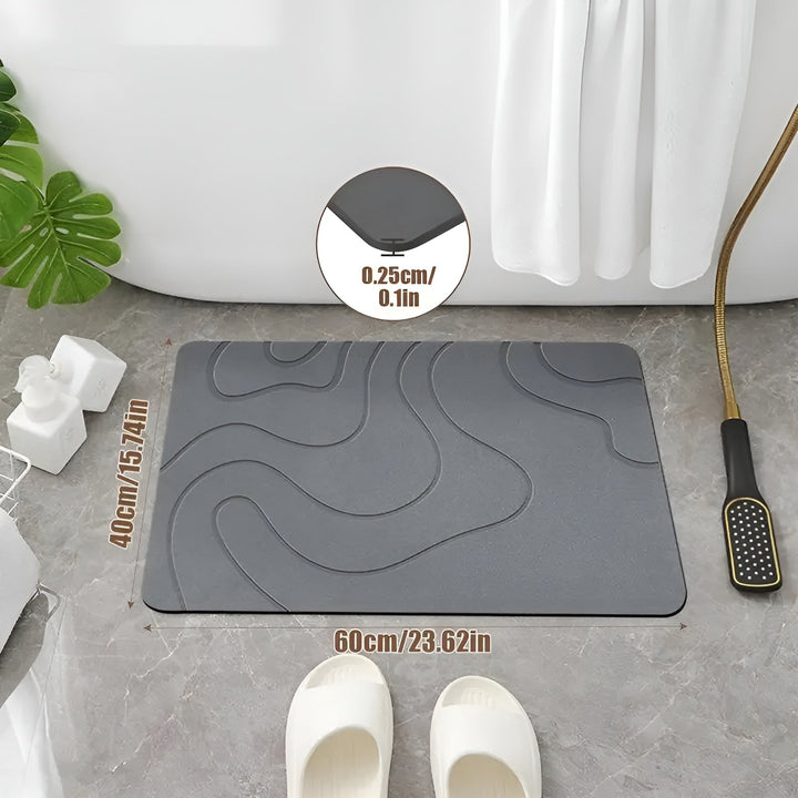 StoneDry Tapis de Bain | Pierre de Diatomée | Antidérapant & Absorbant | Gris 40×60 cm