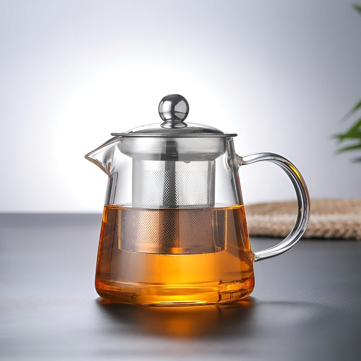 Théière Claritéa | Verre borosilicate | Avec filtre en acier inoxydable et couvercle en bois | Résistante à la chaleur et lavable au lave-vaisselle