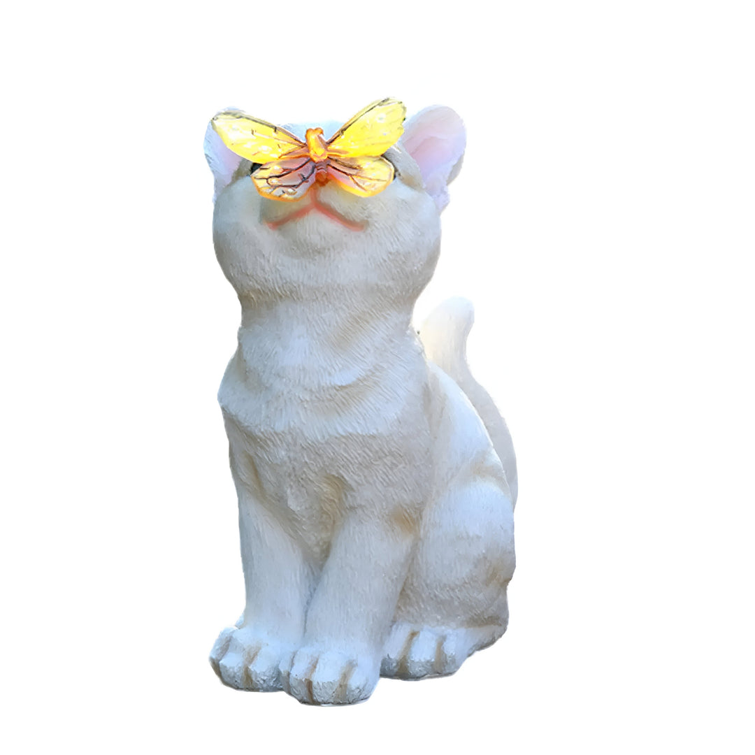 Lumiva Lampe Solaire Suspendue Chat | Lampe de Jardin LED | Résistante aux Intempéries & Capteur de Crépuscule | Résine