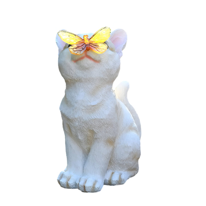 Lumiva Lampe Solaire Suspendue Chat | Lampe de Jardin LED | Résistante aux Intempéries & Capteur de Crépuscule | Résine