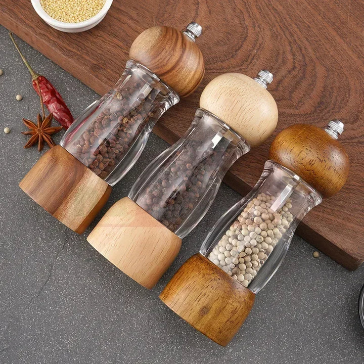 Set de moulins à sel et à poivre Gewurzia | Mécanisme en céramique | Hauteur 16,5 cm | Design en bois naturel