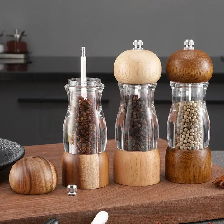 Set de moulins à sel et à poivre Gewurzia | Mécanisme en céramique | Hauteur 16,5 cm | Design en bois naturel