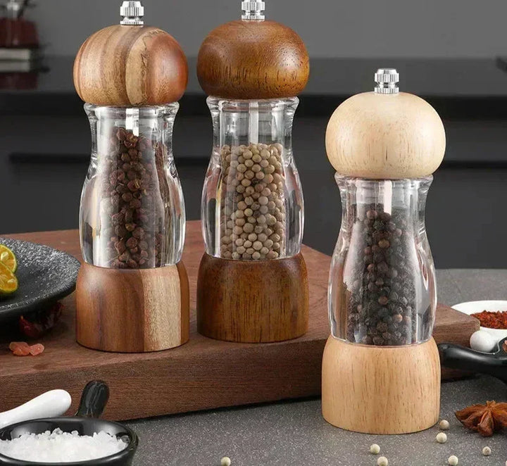 Set de moulins à sel et à poivre Gewurzia | Mécanisme en céramique | Hauteur 16,5 cm | Design en bois naturel