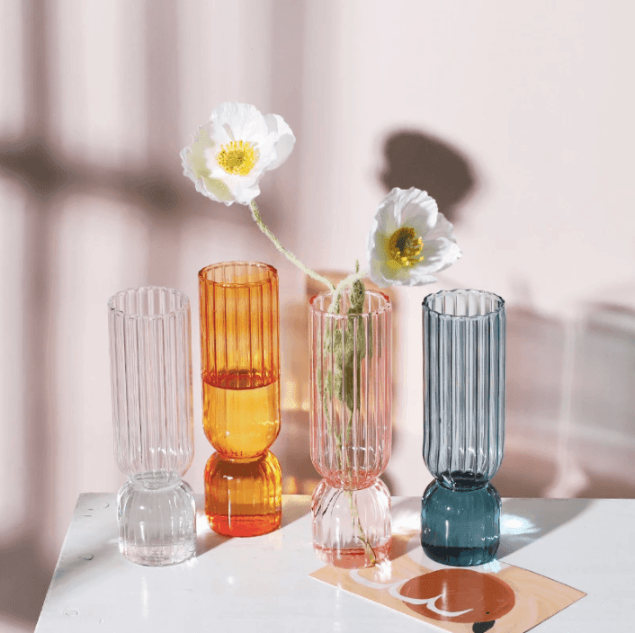 Vase en verre NORDILUX | Design scandinave | Transparent & Élégant | Pour fleurs fraîches & artificielles