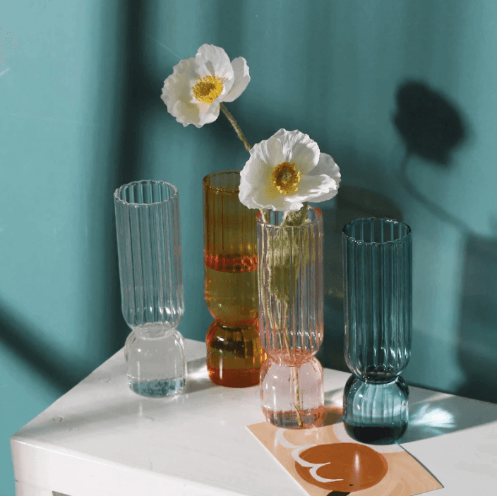 Vase en verre NORDILUX | Design scandinave | Transparent & Élégant | Pour fleurs fraîches & artificielles