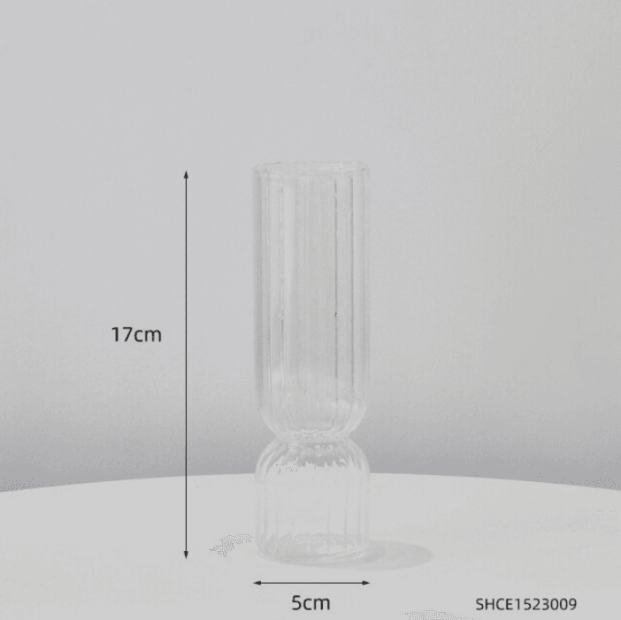 Vase en verre NORDILUX | Design scandinave | Transparent & Élégant | Pour fleurs fraîches & artificielles