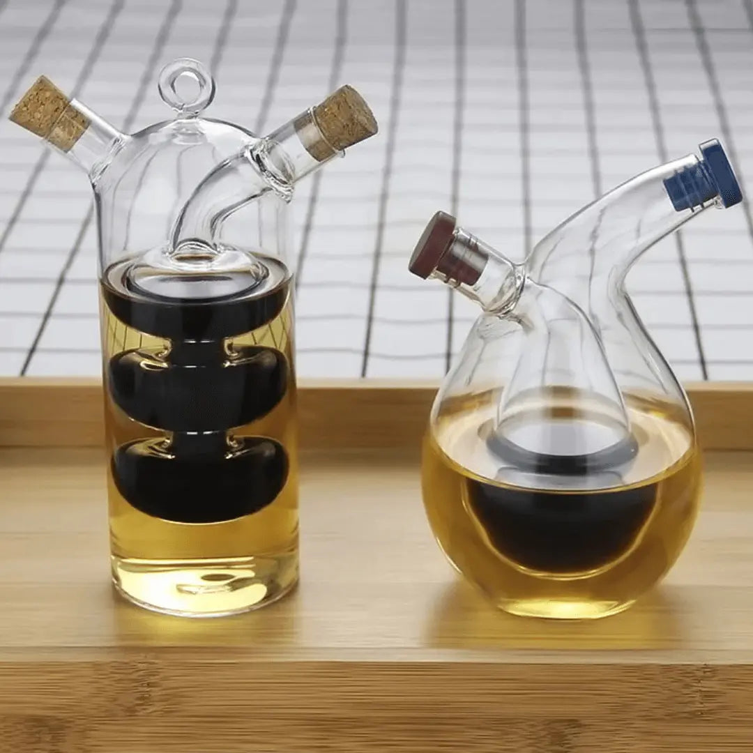 DuoGusto | Distributeur d'huile et de vinaigre | Verre | Anti-goutte & Économiseur d'espace