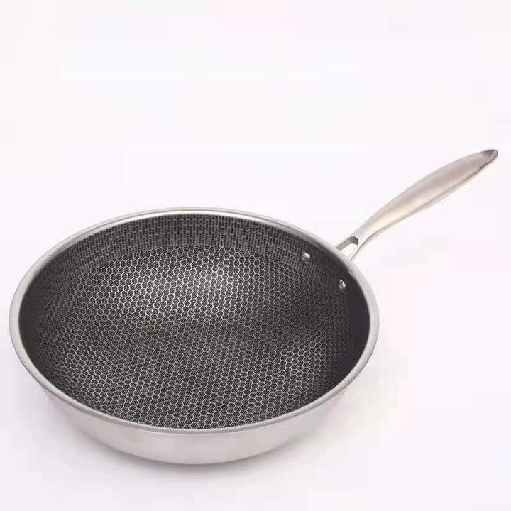 Poêle antiadhésive en acier inoxydable Chefverro avec structure en nid d'abeille | Pour tous les types de cuisinières, y compris l'induction | Résistante aux rayures et lavable au lave-vaisselle