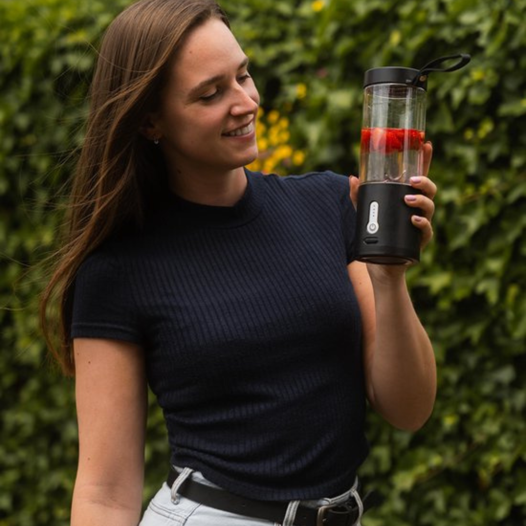FitMix Go | Mixeur à smoothie portable | 530 ml | Recharge USB & 6 lames en acier inoxydable