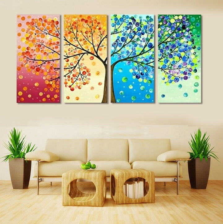 Tableau sur toile Arbre de Vie | Art mural spirituel | Sans cadre | 4 pièces
