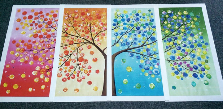 Tableau sur toile Arbre de Vie | Art mural spirituel | Sans cadre | 4 pièces