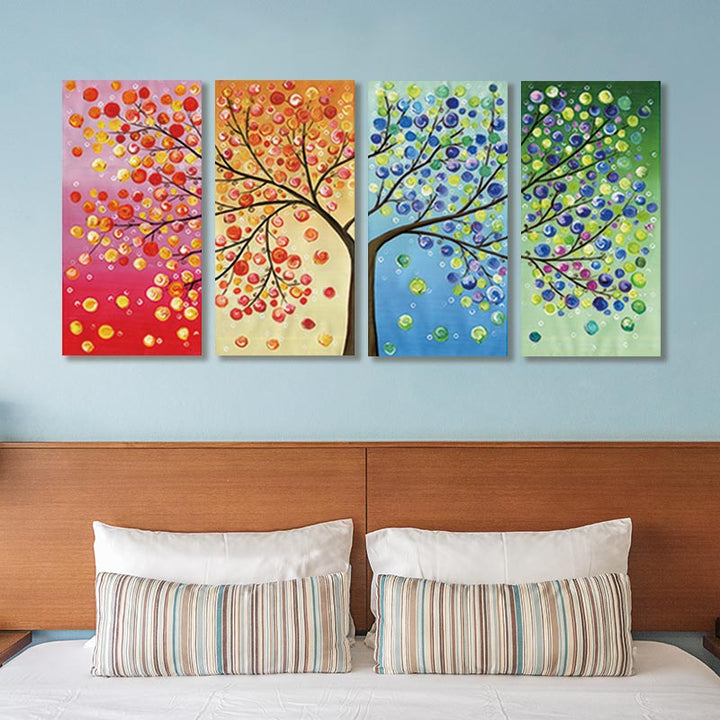 Tableau sur toile Arbre de Vie | Art mural spirituel | Sans cadre | 4 pièces