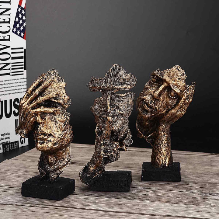 Figurine Deko Silence | Sculpture en Or | Accessoire de décoration abstrait